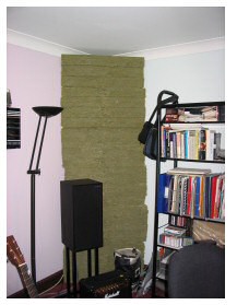 A better perspective of the erected corner treatment.